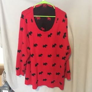 Red Scottish terrier patterned sweater